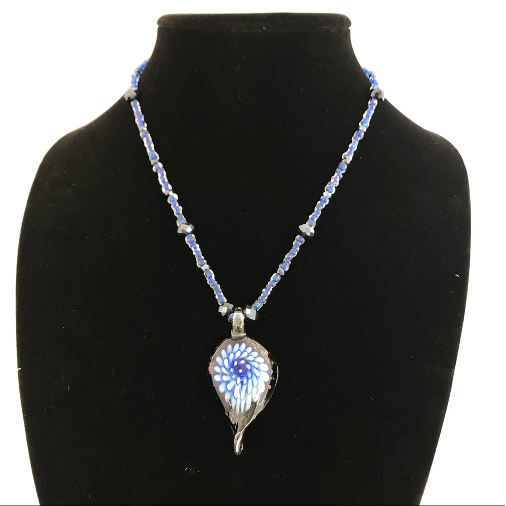 Handmade glass beaded necklace